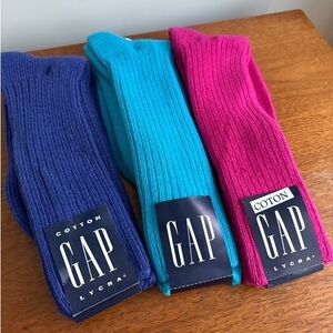 GAP Men's Ribbed Socks - Blue, Teal, Pink 90s Deadstock Lot of (3)